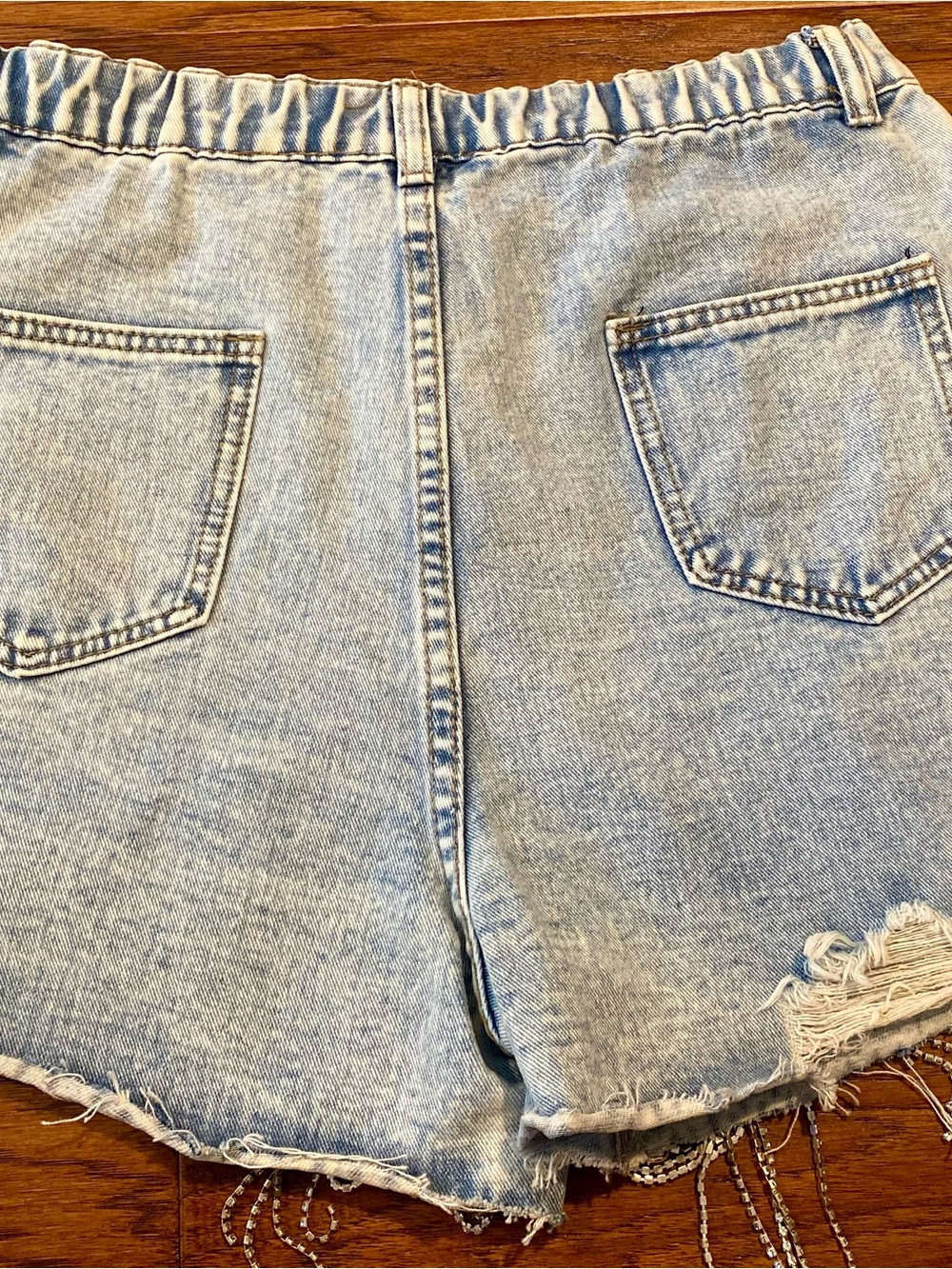 NWOT Savanna Jane‎ Light Blue Denim Shorts with Rhinestone Fringe - Picture 5 of 11